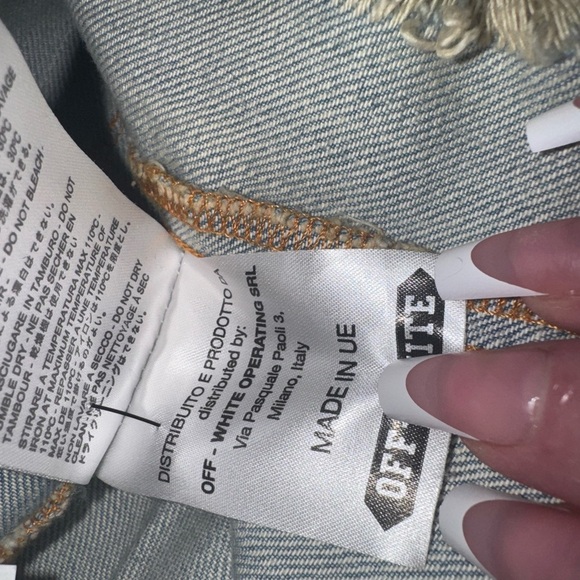 Men's OFF WHITE Logo Damaged light Denim Shirt/Light Jacket Size Large - Picture 11 of 15